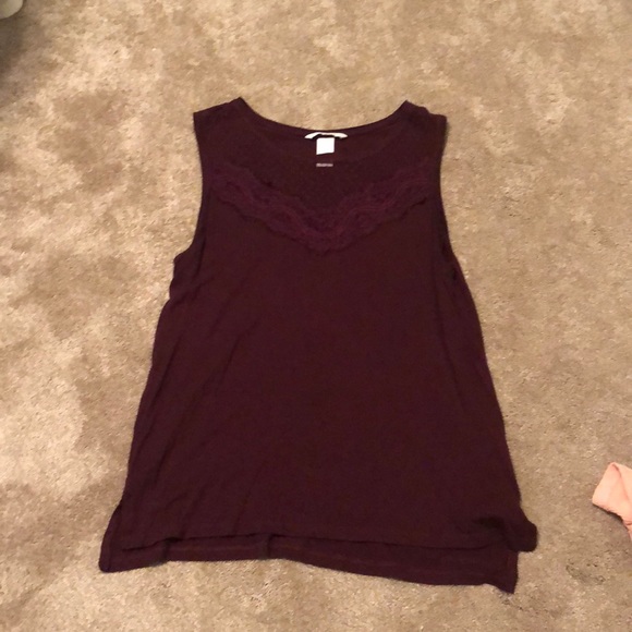 H&M Tops - Maroon Tanktop with Lace